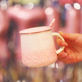 Cute Style High-Temperature Firing Manual Ceramic Mug With Lid And Spoon Set Tableware Underglaze Colour Large Capacity 400ml