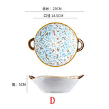 7.5inch Japanese Noodle Bowl Ceramic Soup Bowl With Handle Salad Pasta Bowl Kitchen Tableware Microwave Oven Bakware