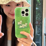 Cute Cartoon Running Grassland Puppy Green Jelly Candy Case For iPhone 16 15 Pro Max 14 Pro 13 12 11 Plus Lovely High-end Cover