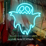 Smiling Ghost Neon Sign USB Dimmable LED Wall Light for Game Room Decor Halloween Party Dorm Home Wall Ambient Hanging Lamp Gift