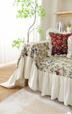 Pastoral Retro Printed Sofa Cover with Skirt All-Inclusive Floral Sofa Towel for Four Seasons Luxury Soft Furniture Protector