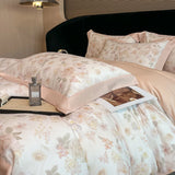 Luxury Digital Printing Flowers and Plants Bedding Set Lyocell Eucalyptus Fiber Soft Silky Duvet Cover Bed Sheet Pillowcase 4Pcs