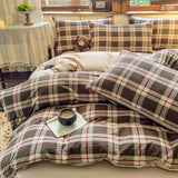 New Soft and Skin-friendly All-cotton Duvet Cover Skin-friendly Breathable Checkered Quilt Cover with Pillowcase
