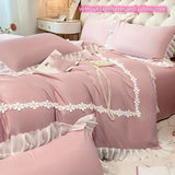 3pcs Lace Duvet Cover Set (1*Duvet Cover + 2*Pillowcase, Without Core),lace Bedding Set,for girls Bedroom gest room