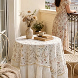 Korean Pastoral Tablecloth Elegant Retro Floral Pattern Dustproof Tablecloth Living Room Cloth Square Pure Cotton Cover Cloth