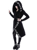 Gothic Punk Black Long Women Hoodies Sweatshirts Halloween Moon Print Long Sleeve Hoodie Women Loose Coat Hooded Sweatshirt