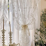 French Romance Ruffle Sheer Curtains White Butterfly Flowers Lace Voile Window Drapes for Bedroom Cafe Living Room Kitchen
