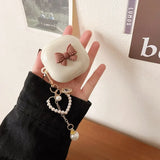 Cute 3D Heart Love Silicone Earphone Case for Samsung Galaxy Buds Live / Buds Pro / Buds 2 / Buds2 Pro Cover With Bead Pendant