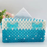 Bead String Pearl Bow Tissue Boxes Originality Manual Toilet Paper Storage Box Hotel Home Shower Room Desktop Tissue Box