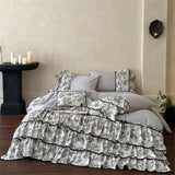 Three-layer Ruffles Bow Princess Bedding Set 1000TC Egyptian Cotton Brushed Duvet Cover Bed Sheet Pillowcases 4Pcs