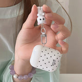 Korea Cute Black Polka Dots Soft Cover Case For Apple AirPdos 1 2 3 4 Pro 2 Earphone Protection Cases Cartoon Lovely Cat Pendant