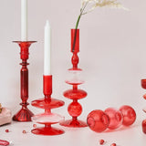 Creative Red Glass Taper Candle Holder Christmas Gift Wedding Table Decoration Home Decoration DryFlower Vase