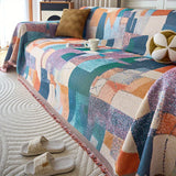 1pc Geometric Pattern Sofa Towel Chenille Sofa Throw Blanket With Tassels Four Seasons Universal Anti Cat Scratch Sofa Protector