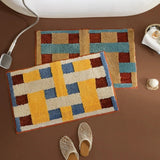 Retro Tufted Grids Bathroom Mat Soft Tufting Geometric Bedroom Carpet Bedside Rug Floor Non Slip Pad Aesthetic Home Autumn Decor