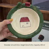 Cartoon Cute And Fun Tableware Kitchen Supplies Cartoon House Printing 3D Decoration Yogurt Breakfast Bowl Christmas Gift Plate