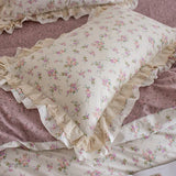 Double Layer Lace Ruffles 100% Cotton Princess Style Bedding Set Single Queen King Size Floral Duvet Cover Bed Sheet Pillowcases
