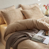 Thickened Simple Design Milk Fleece 4pcs Bedding Sets Carving Winter Warm Quilt Cover Bedspread Pillowcase for Home Bed