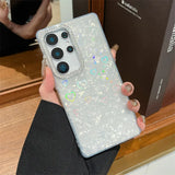 Luxury Glitter Rhinestone Camera Border Laser Love Heart Shell Pattern Phone Case For Samsung Galaxy S25 S24 FE Ultra Plus Cover