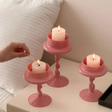 Nordic INS Pink Glass Decorative Candlestick Tealight Candelabra Big Candle Holder Wedding Home Table Base For Candles