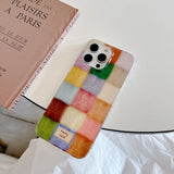 Retro Autumn And Winter Colorful Square Foil Pattern Phone Case For iPhone 17 16 15 14 13 12 11 Pro Max XS XR 7 8 Plus 16e Cover