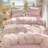 Class A Double Yarn Bedding Set Quilt Comforter Duvet Cover Set Printed Cotton Bedspread Skin Friendly Breathable Four-Piece Set