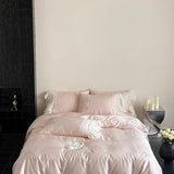 600TC Lyocell Bamboo Fiber Soft Silky Bedding Set Flowers Embroidery Lace Duvet Cover Flat/Fitted Bed Sheet Pillowcases 3/4Pcs