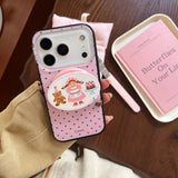 Cute Girl Pink Polka Dot Magnetic Grip Tok Phone Case for IPhone 17 16 15 14 Pro Max Wireless Charge for Magsafe Lovely Cover