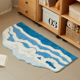 Soft Tufting Scenic Bathroom Mat Ocean Wave Bedroom Carpet Anti-slip Rug Doormat Foot Dry Tidy Pad Aesthetic Home Room Decor