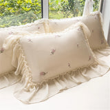 Rose Embroidery Bedding Set Silky Luxury Bedsheets Set Pillowcase Duvet Cover Bedclothes Skin-friendly Bed Linen Home Textiles