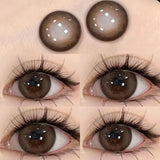 2PCS Myopia Eye Brown Lenses Contact Lenses for Eye Natural Brown Pupils Beauty Cosmetic Contacts Color Lenses Yearly