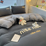 Cute Cartoon Pattern Embroidered Soft Bedding Sets Cozy Breathable Fitted Sheet Kit Kids Adults Bedroom Decor for Spring Summer