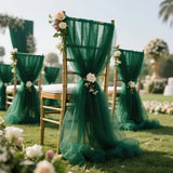 50-10pieces 200x75cm gauze Chair Back Veil Wedding Chair Sashes Wedding Chair Bows Covers Ribbon Party XMS Aisle Chair Decor