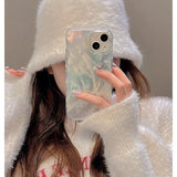 Spring Sweet Blue Tulip Flower Gradient Phone Case For iPhone 15 11 13 14 12 16 Pro Max Girl Tulip Shockproof Cover