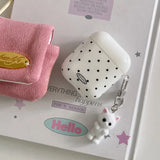 Korea Cute Black Polka Dots Soft Cover Case For Apple AirPdos 1 2 3 4 Pro 2 Earphone Protection Cases Cartoon Lovely Cat Pendant