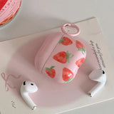 Korea Cute Pink Strawberry Pattern Silicone Earphone Case for AirPods Pro 2 AirPods 4 AirPods 1 2 3 Soft Protection Cover Coque