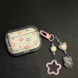 Color stars Headphones Case For AirPods 4 1 2 3 With Bead Star Pendant Protective Shell Soft Cover For AirPods Pro 2  Pro