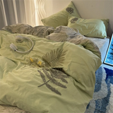 Countryside Forest Duvet Cover Green Leaf Embroidered Quilt Set Four Piece Set Clearance Style Small Fresh Bed Set