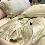 Luxury 1000TC Lyocell Cotton Jacquard Soft Silky Bedding Set Queen King Size Duvet Cover Bed Sheet/Fitted Sheet Pillowcases 4Pcs