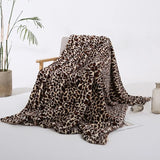 Faux Rabbit Fur Leopard Print Double-layer Coral Rabbit Plush Blanket Bedroom Sofa Soft Breathable Warm Cover Blanket