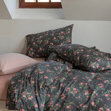 Floral Rose Cotton Bedding Set 4-Piece Pure Cotton Bed eet Cover Duvet Cover Country Sle Korean System Turtle Mister Brand