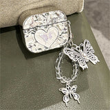 Luxury Plated Pleated Butterfly Mirror Protective Shell Soft Case For Airpods 1 2 3 Earphone With Pendant Cover or Airpods Pro 2