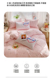 Korea Style Bedding Set Purple Heart Washed Cotton Soft Duvet Cover Skin-friendly Quilt Cover Bed Sheet Pillowcase Home Textiles