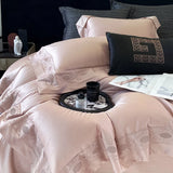 Luxury Hollow Embroidery Wide Edge Bedding Set 1000TC Lyocell Cotton Soft Silky Duvet Cover Flat/Fitted Bed Sheet Pillowcases