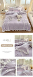 Korean Princess Style Bowknot Bedding Sets Lace Duvet Cover Fitted Sheet For Girl Woman Bedroom Decor Bed Linens Home Textiles