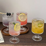 Retro Relief Sculpture Patterned Wine Glass Goblet Drink Fruit Juice Small Size Cups Thick Glass Home Kitchen Bar Supplies