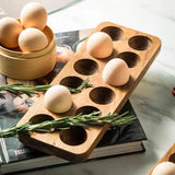 1Pc Multi-Grids Acacia Wood Egg Tray Wooden Baked Egg Storage Tray Scandinavian Pastoral Style Duck Egg Storage Box Storage Rack Suitable for Kitchen and Restaurant Egg Storage Rack Baking Refrigerator Egg Tray Gift Giving