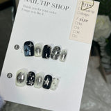 10Pcs Short Sweet and Cool Handmade Press On Nails Full Cover Design Round Head Fake Nail Artificial Manicure Wearable Nail Tips