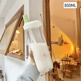 850ml Water Bottles Straw Cup Juice Milk Plastic Cup with Lid Straw Bubble Tea Coffee Cups Large Capacity Drinkware