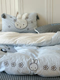 Cute Rabbit Embroidery Cotton Bedding Set Fre Sle Pure Cotton Bed eet Cover Quilt Cover Four Piece Set Luxury Girls Heart
