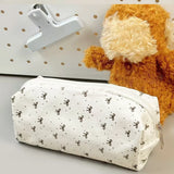 1 Beautiful Canvas Pencil Pouch, Creative Bow Pattern Zipper Pencil Pouch and Desk Organizer, Essential School Supplies